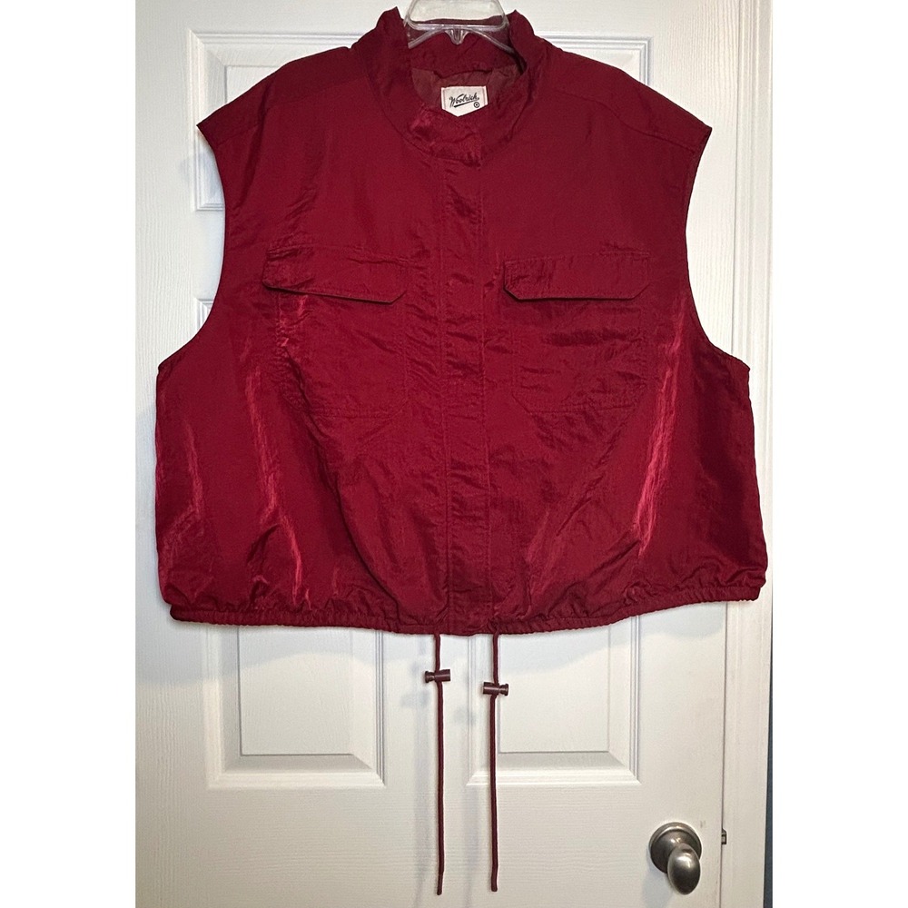 Woolrich Women's Vest Red 3X Sleeveless‎ Zip Up Drawstring Casual Outdoor Spring